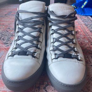 Balenciaga Arena High White Grey Gray 341760 EU Sz 43 Used Fine Leather Shoes